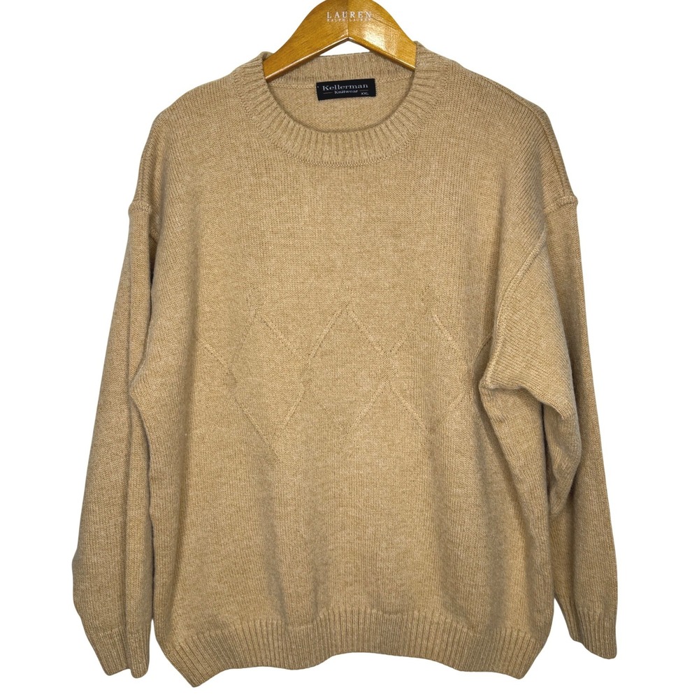 Kellerman‎ Knitwear Crewneck Sweater Mens XXL Tan
